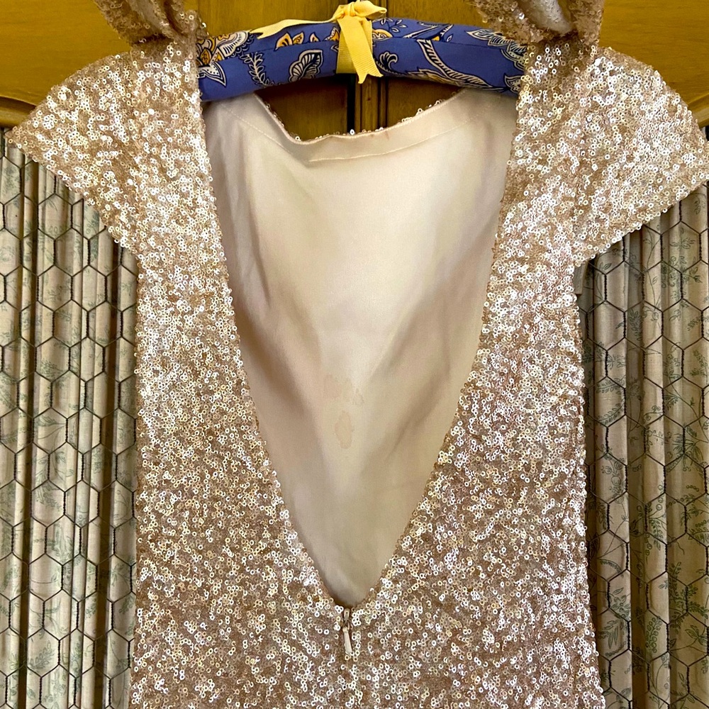 Champagne Sequined Evening Dress - Picture 5 of 10